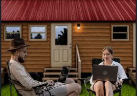 campers on laptop