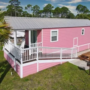pink park model cottage